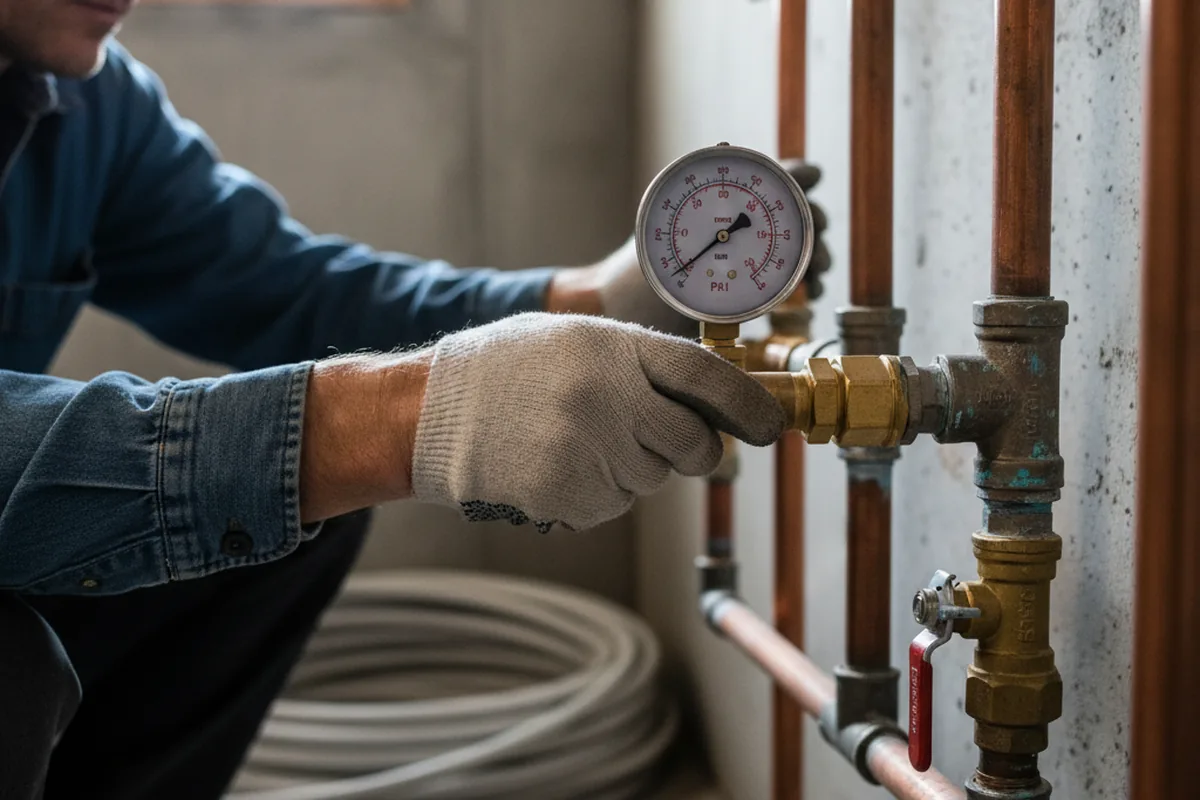 Pressure testing a repaired line during Water Line Repair in Stopover